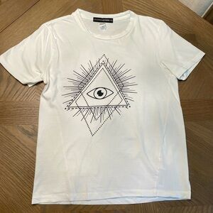 Vici LULUSIMON STUDIO Charm Cotton Evil Eye Tee - White - Small